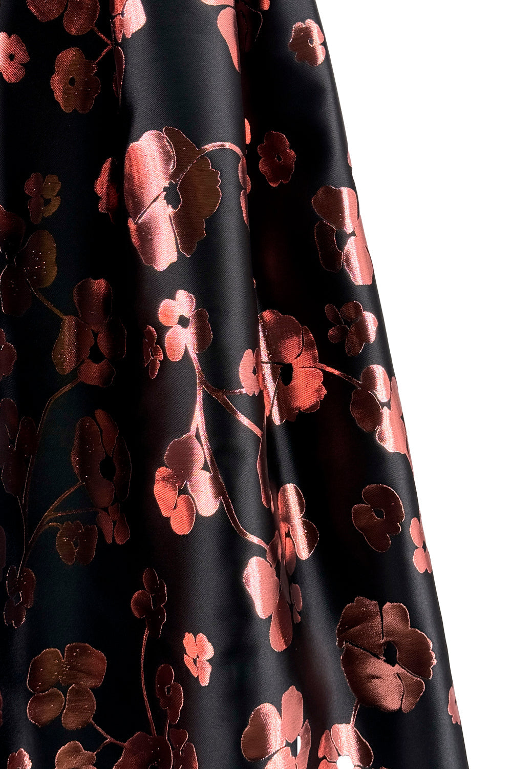 Gonna SK 34051-04 midi in mikado nero con stampa floreale rosa e chiusura zip invisibile