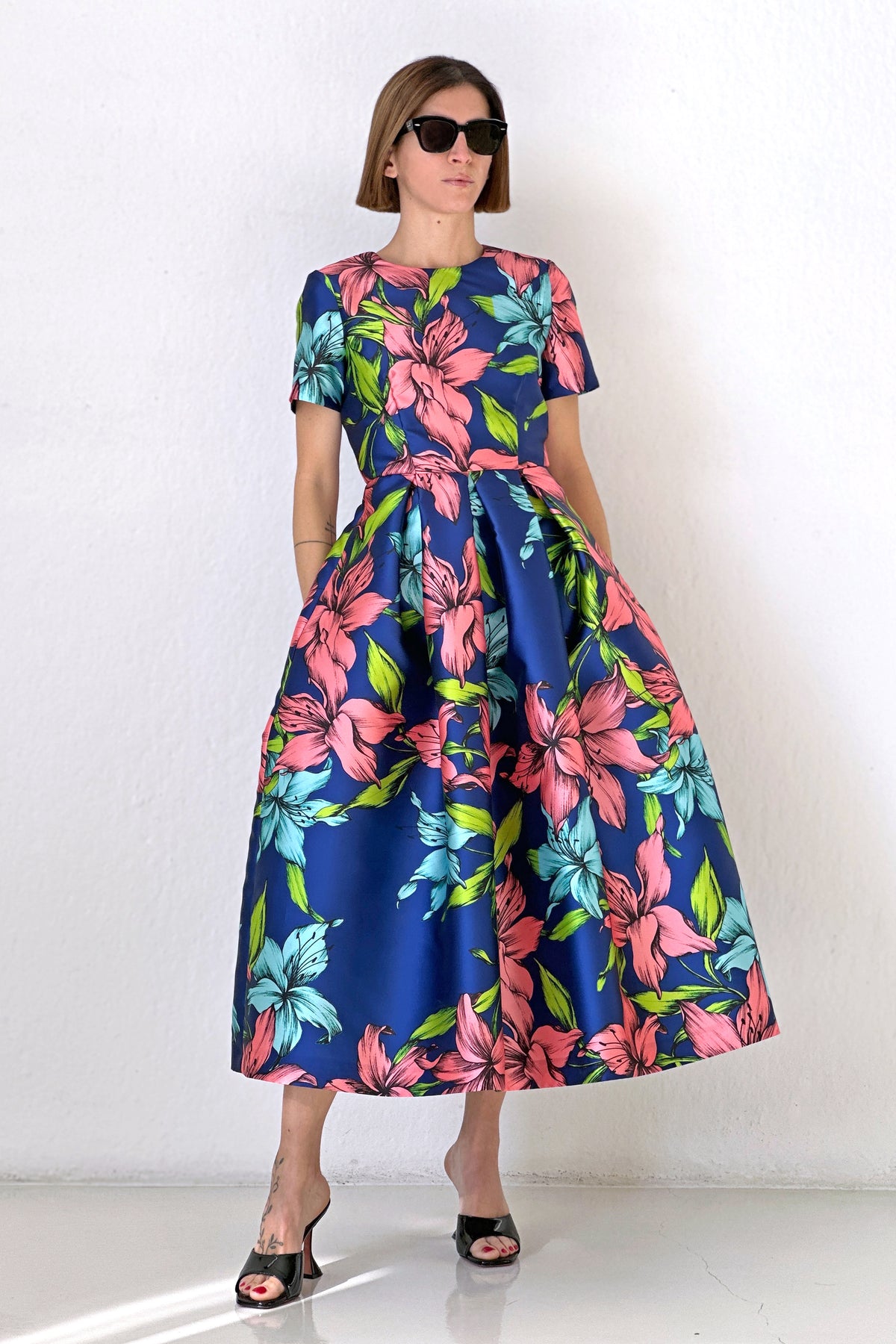 Lunatica Milano Abito Big Flower Blu
