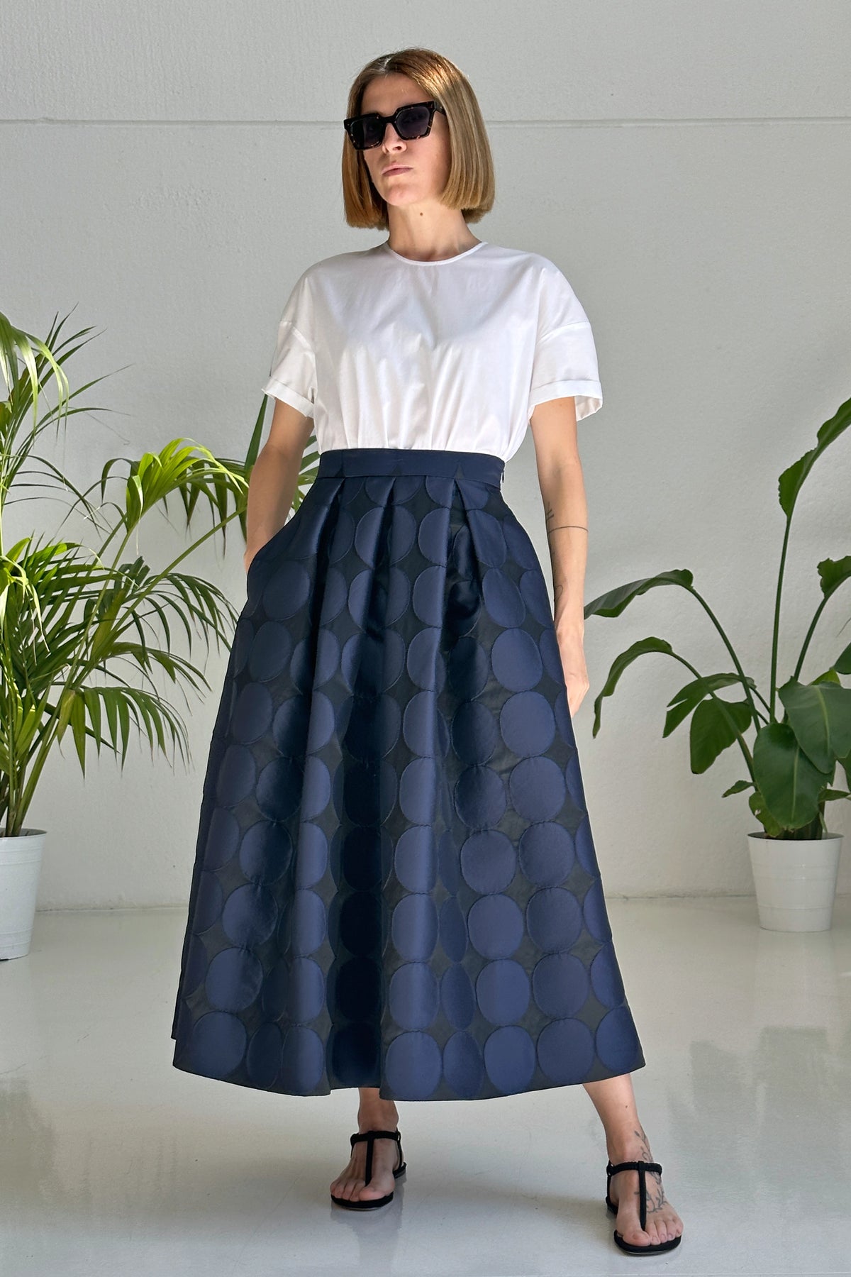 Lunatica Milano Gonna midi Pois Black/Blu