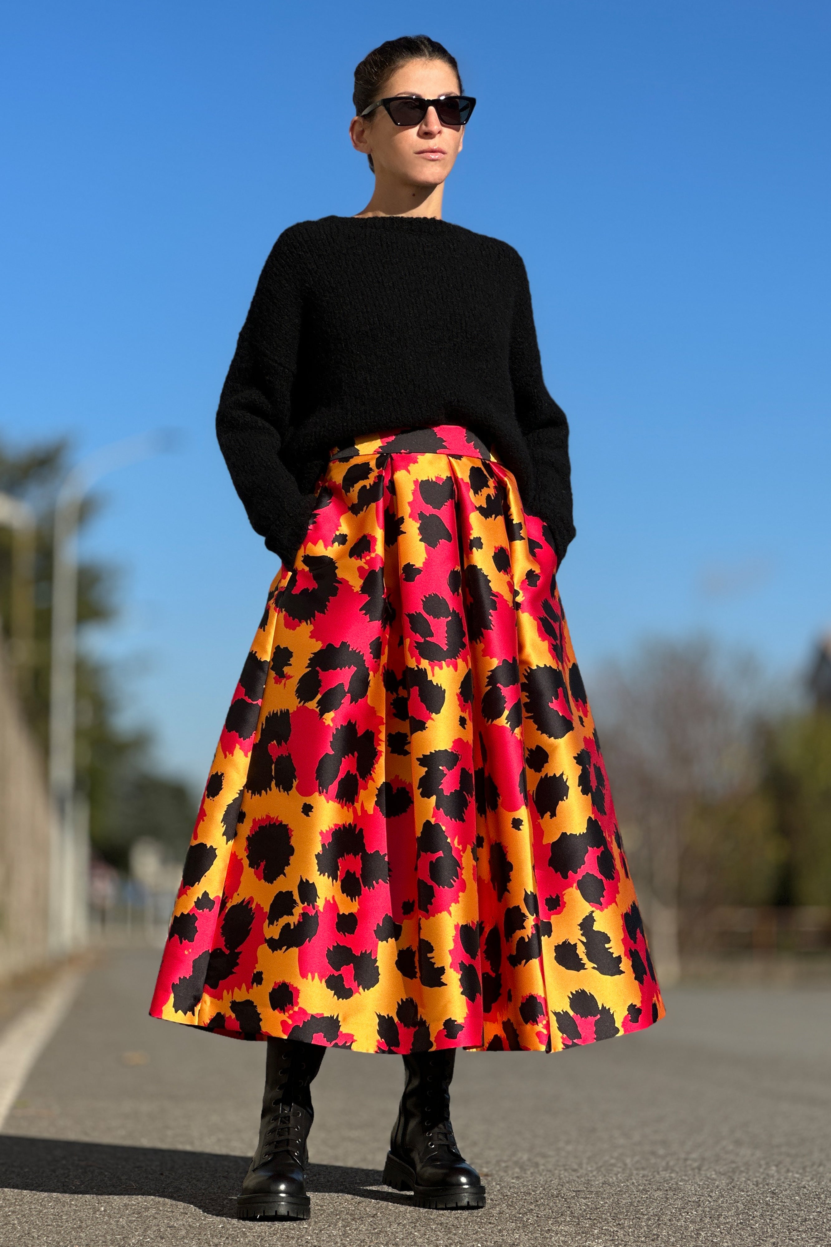 Orange Red Animalier Skirt
