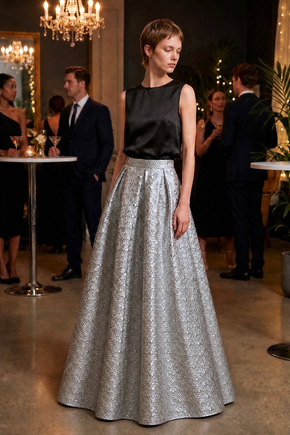 Luna LX Octagon Silver Long Skirt