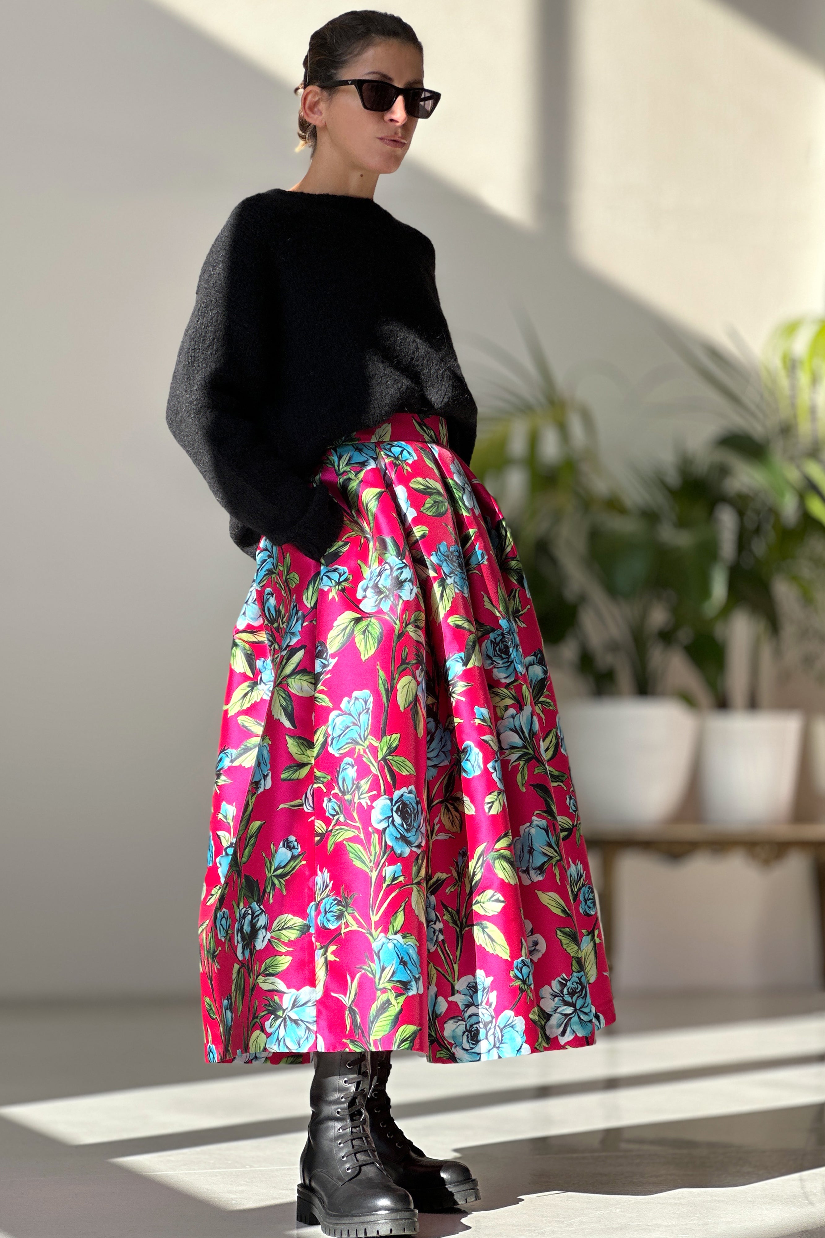 Midi-Rock Rosen Fuchsia