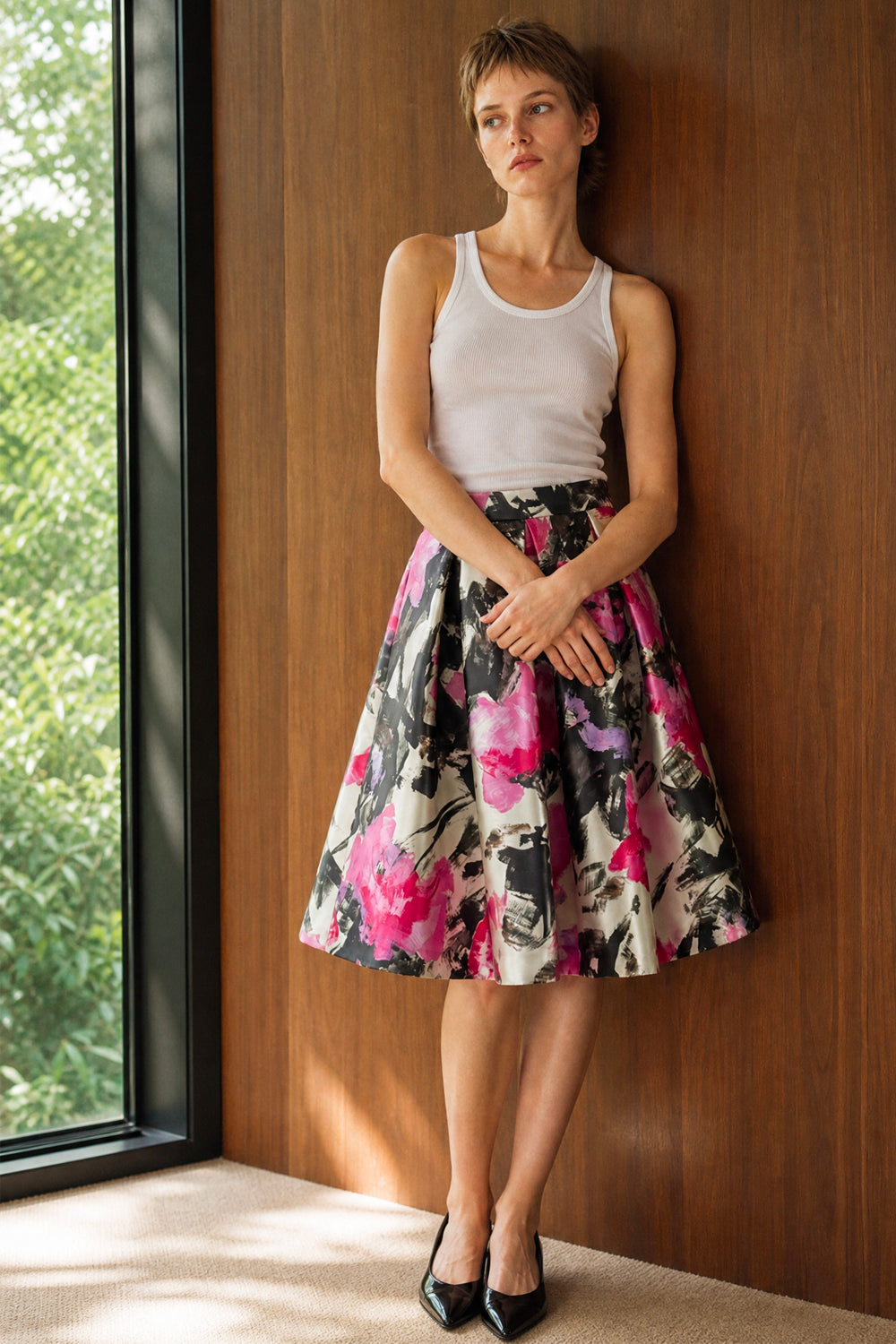 Luna LX Black Gold Leaves Short Skirt