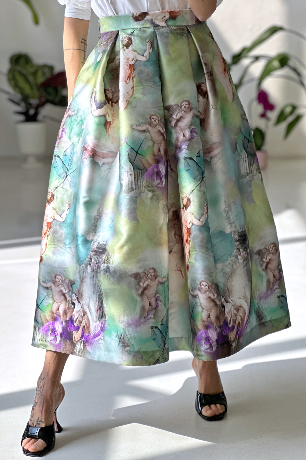 Paradise Green Mikado Skirt