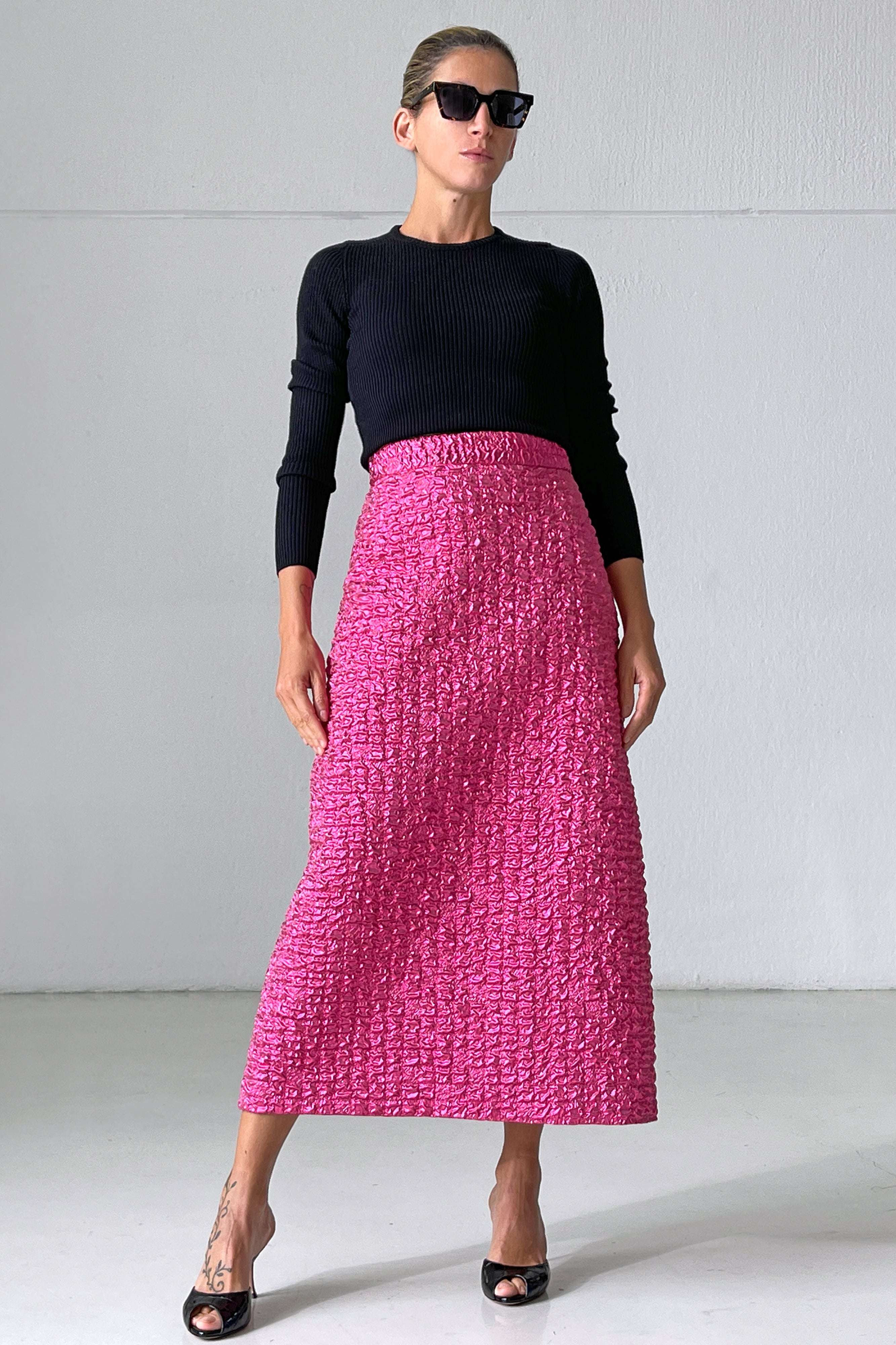Flambe Rugula Pink Flambé A-Line Skirt - Refined and Sophisticated Style ...